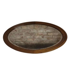 Antique Oval Mahogany Wall Mirror Bevelled Edge Original Plate With Foxing