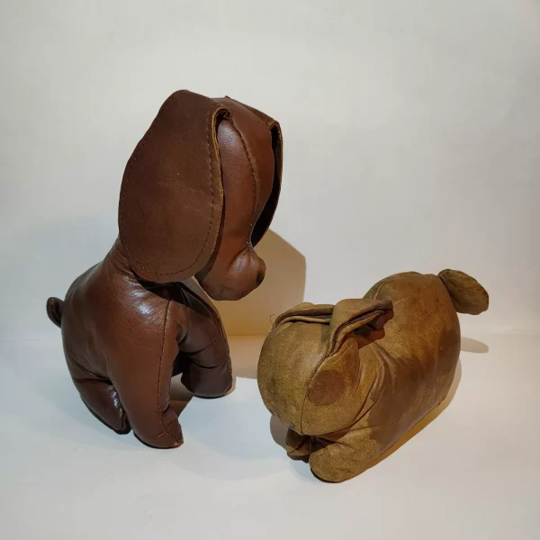 Antique Vintage Handmade Stuffed Leather Toys, Dog and Rabbit - Image 2