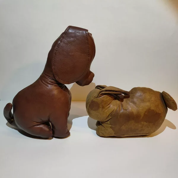 Antique Vintage Handmade Stuffed Leather Toys, Dog and Rabbit - Image 3