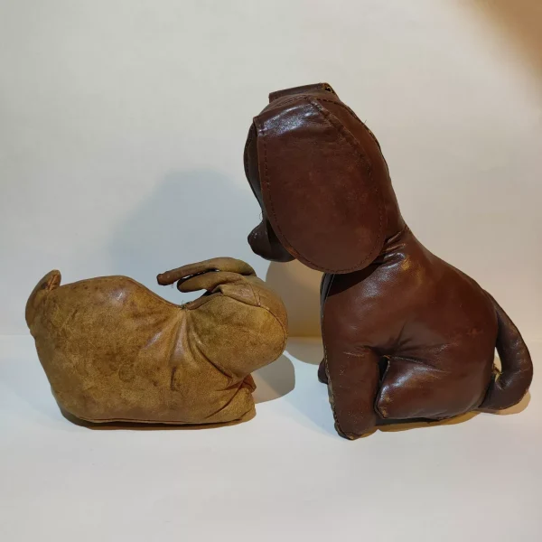 Antique Vintage Handmade Stuffed Leather Toys, Dog and Rabbit - Image 5