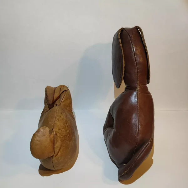 Antique Vintage Handmade Stuffed Leather Toys, Dog and Rabbit - Image 7