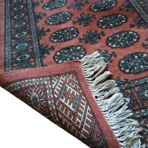 Hand Knotted Rust Red Pakistan BOKHARA Rug Runner 254cm x 83cm