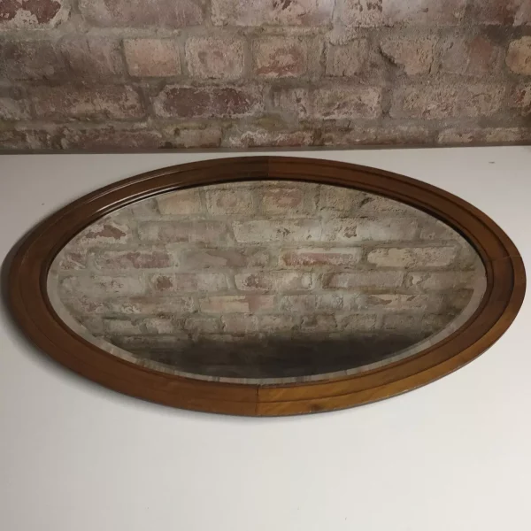 Antique Oval Mahogany Wall Mirror Bevelled Edge Original Plate With Foxing - Image 2