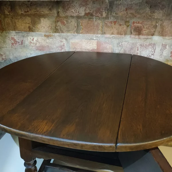 Antique Oak Carved Swivel Top Drop Leaf Side Table With Cupboard and Splayed and Turned Legs - Image 5