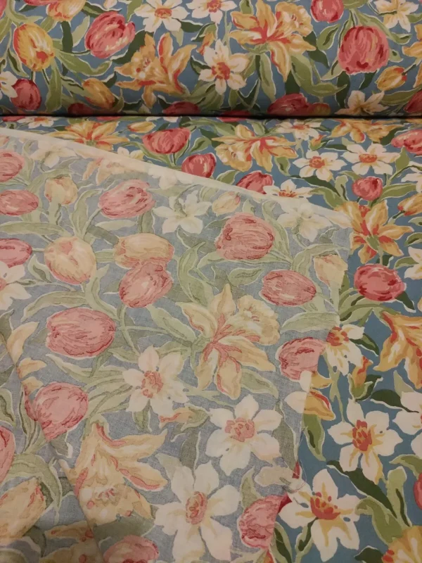 5m Meters Vintage (Unsigned) Laura Ashley Tulips and Daffodils Fabric 250cm Wide - Image 3