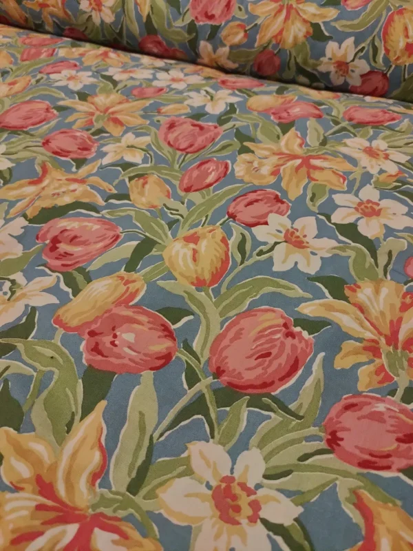 5m Meters Vintage (Unsigned) Laura Ashley Tulips and Daffodils Fabric 250cm Wide