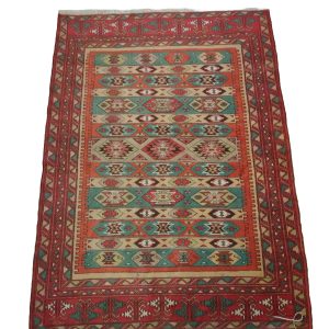 Torkaman Golestan Striped Muharramat Geometric Tribal Hand Knotted Rug